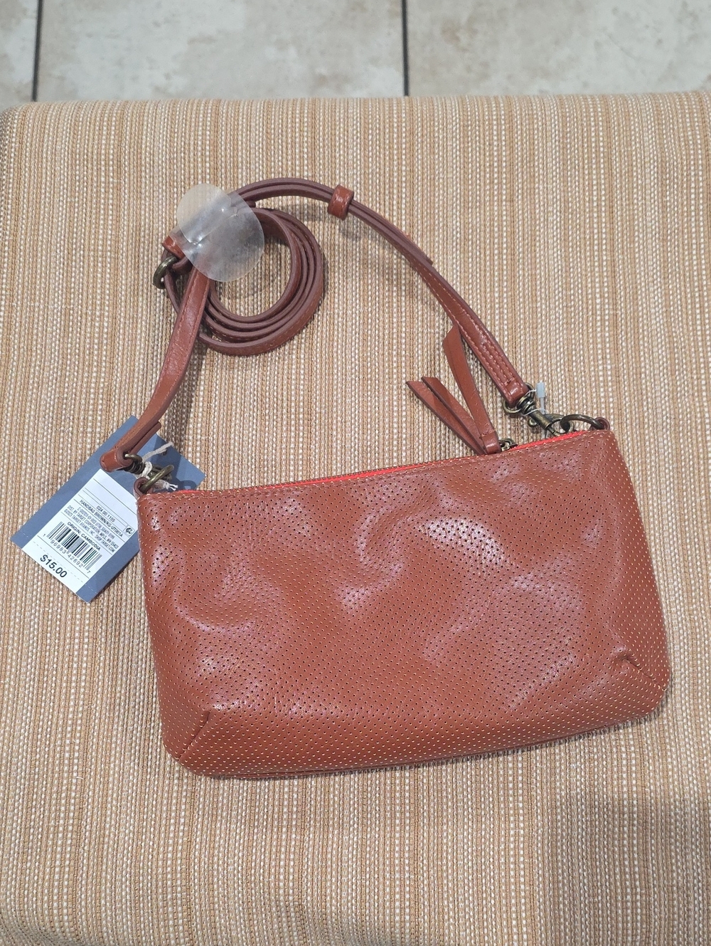 Universal Thread Perforated Crossbody Bag in Rust
